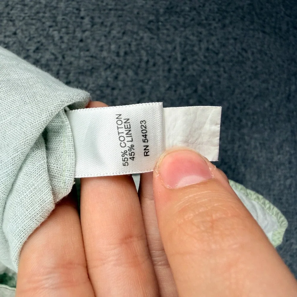 Banana Republic Mens Short Sleeve‎ Button Down Shirt Green Linen Blend Small